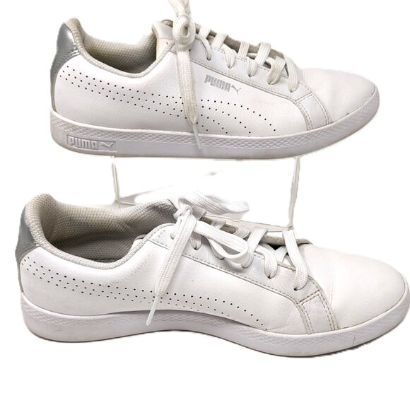 Puma Womens White Smash Sneakers Perforated 8.5 in box - Picture 4 of 16